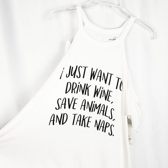 DRINK WINE Save Animals Take Naps graphic tee NWT - Picture 1 of 6